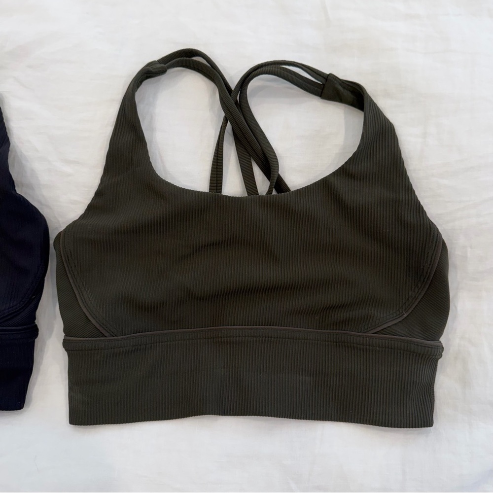Lululemon Energy Longline Bra in Black and Army Green - Picture 2 of 12
